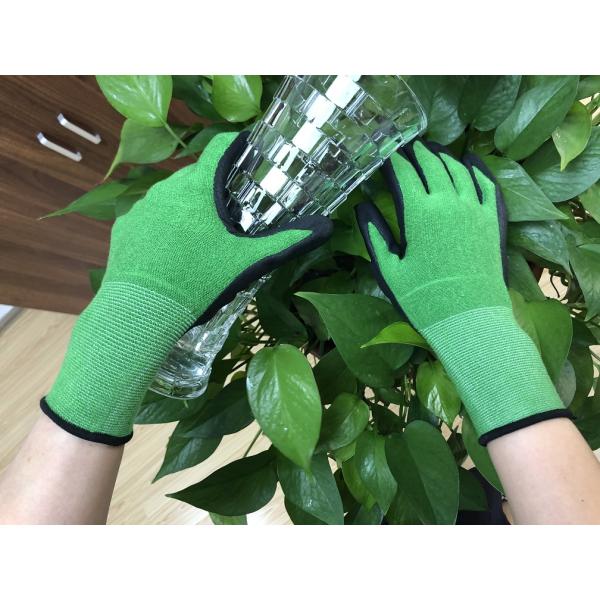 Household Green Breathable Green Bamboo Fiber Liner Foam Nitrile Coated Gloves