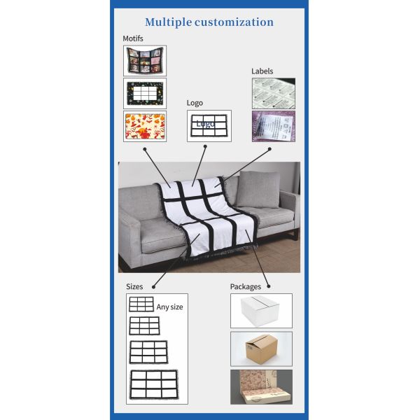 USA Warehouse Free Shipping 9 Panel Sublimation Blanket Blanks Custom Photo Panel Short Plush 20 Panel Throw Blanket for Sofa