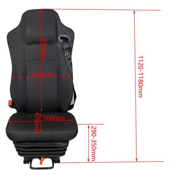 Multifunctional Black Air Suspension Truck Seat 570*570*1120-1180mm