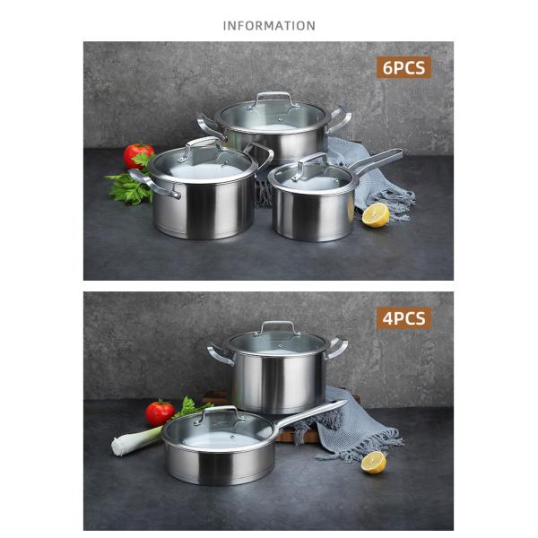 Factory Direct Sale Pans And Pots Sets Silver Cooking Pot Sets Stainless Steel Cookware Sets For Kitchen