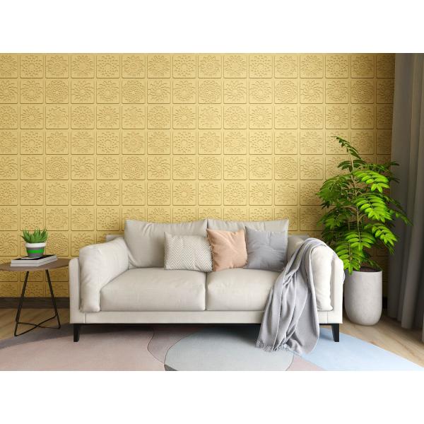 Papel de pared de espuma 3D de PE para el hogar Marrón Azul Amarillo Papel de pared de espuma 3D a prueba de agua