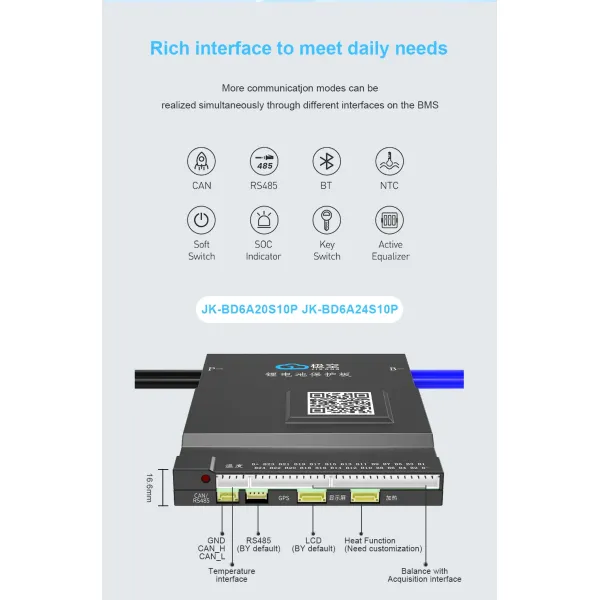 Jk BMS Active Balance 8s 13s17s 20s 24s Jikong 40A 100 200A Bd6a24s15p OEM/ODM PCBA BMS