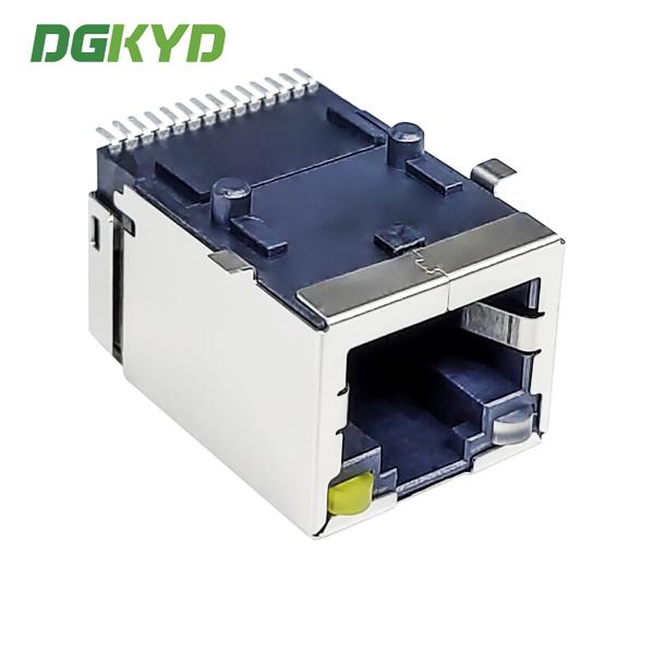 Surface mounted RJ45 connector with gigabit RJ45 and light LCP material DGKYD211Q380AF5A7S009
