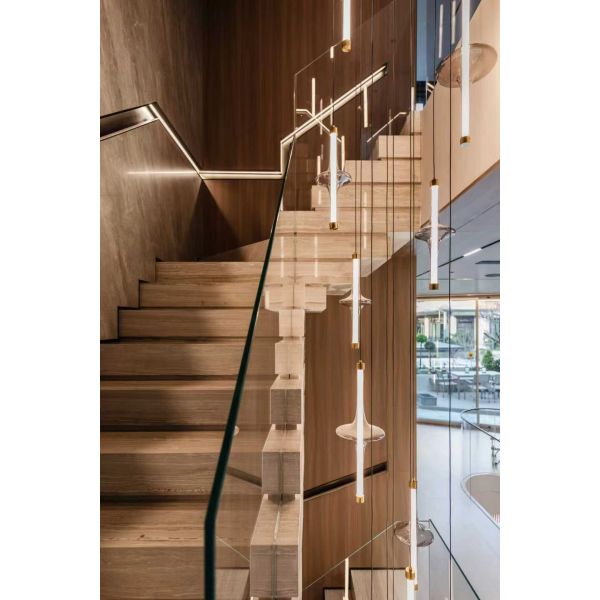 Nordic Modern LED Pendant Light Home Indoor Bedroom Background Ceiling Lamp Long Tube Crystal Glass Hanging Chandelier