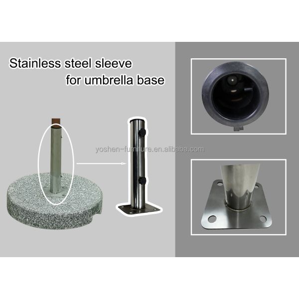 Commercial Beach Umbrella Heavy Duty Rust Resistant Bottom Pole Tube for Central Pole Base