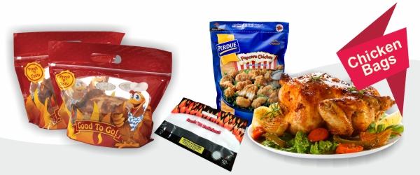 Resealable Rotiserrie Chicken pouch Bags, Anti Fog, Grill, Oven, Roasted, Hot meat Bag Packing With Window
