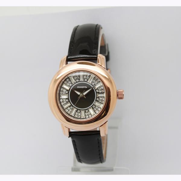 Black Stainless Steel Leather Quartz Watch Jewerly Luxury For Ladies