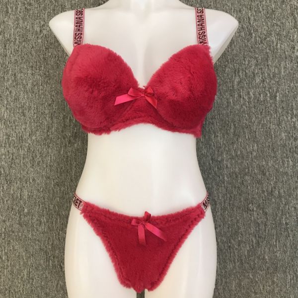 Underwear Bra Set Plush Fabric Underwire Plush Bra Rhinestone Strap Bra Large Size Wholesale 46-52 C Cup Women