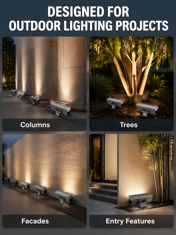 IP66 Outdoor Led Flood Light AC/DC 12W 24W Single Color Building Exterior Lighting Floodlight for Commercial Buildings