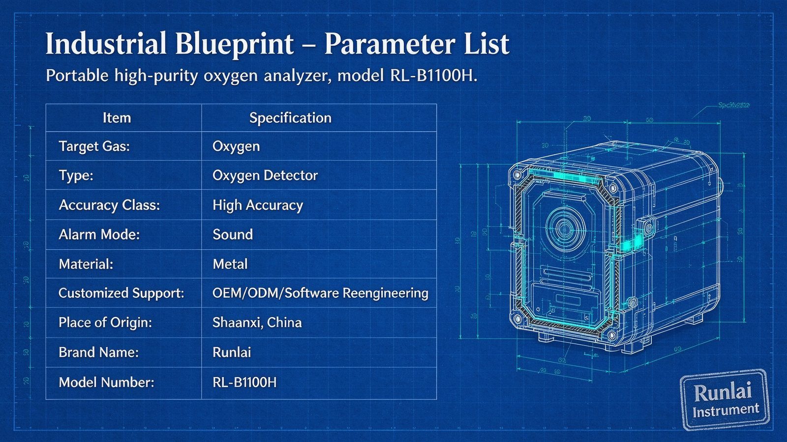 Portable Oxygen Analyzer Handheld O2 Purity Detector Metal Construction Customizable