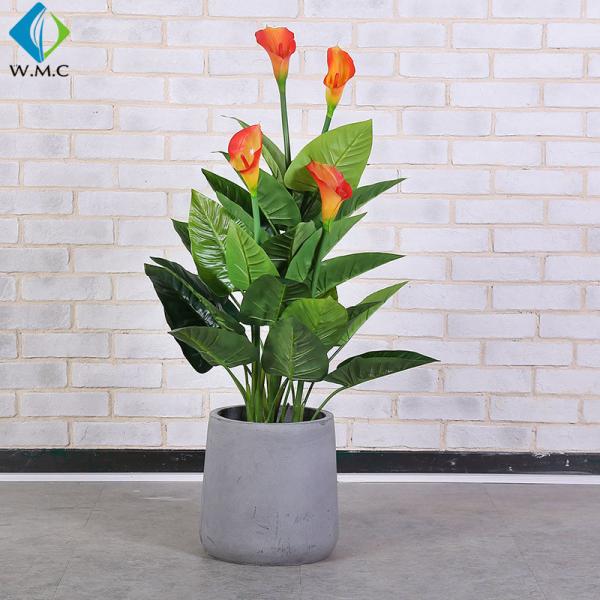 Customized Faux Potted Plants , 1m Height Potted Artificial Calla Lily