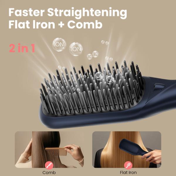 Ultra-high Temperature Negative Ion Hair Straightening Comb With 2 Speed Settings And Over One Hour Battery Life