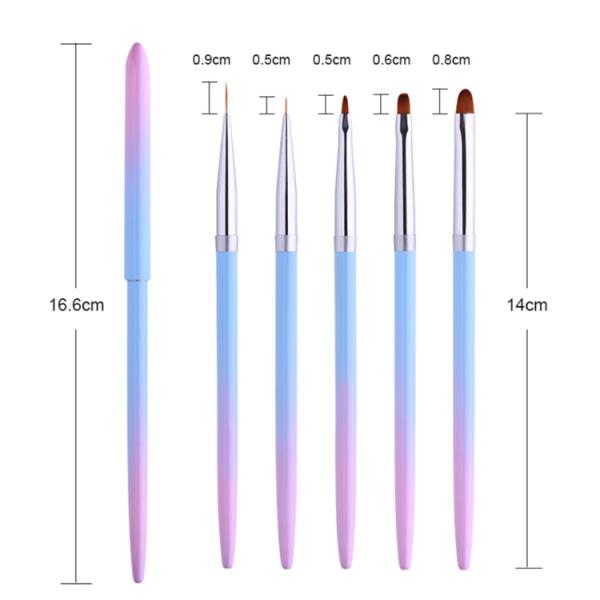 Metal Gradient Nail Gel Brush Nylon Hair Flat UV Nail Pen Non Deformation