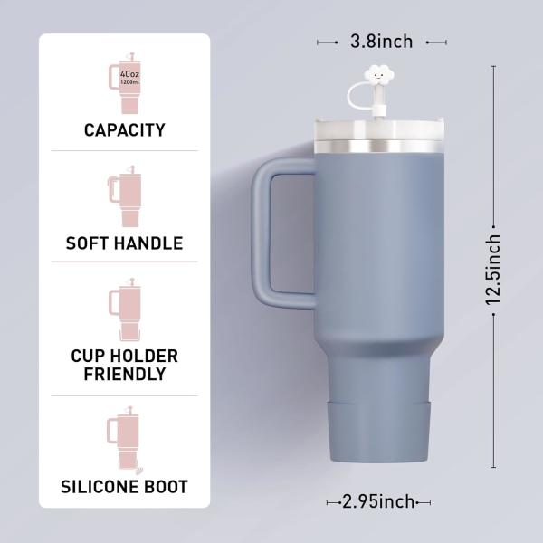 Double Walled Insulated Quencher Travel Tumbler Stanley 40 Oz Mug With Handle