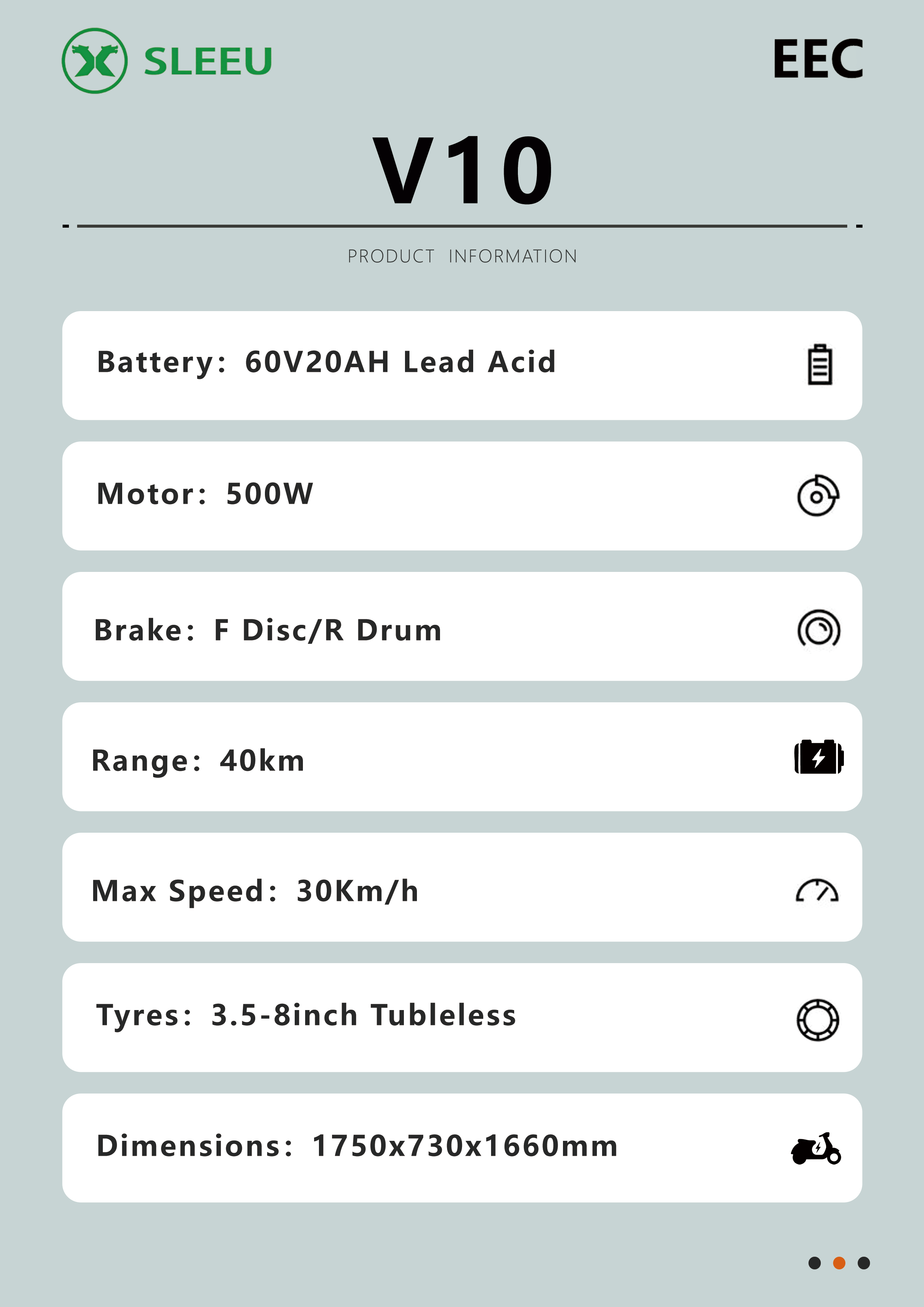 SLEEU electric scooter, electric motorcycle, tourist leisure tricycle, EEC certified models, factory direct sales, customizable