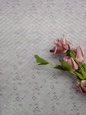 Purple Color Embroidered Lace Fabric Diamond Type Lattice Pattern Mesh