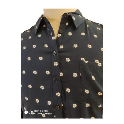 Autumn Female Long Sleeve Floral Blouse And Shirt With Chest Pocket