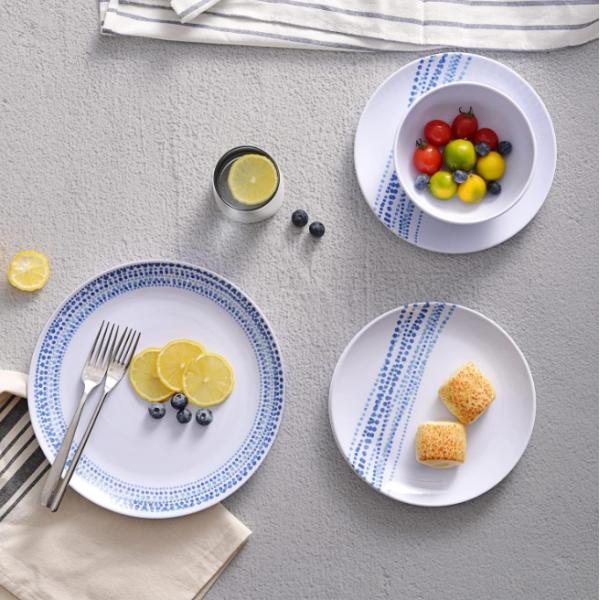 12pcs Rustic Melamine Dinnerware Set Dishwasher Safe Raind