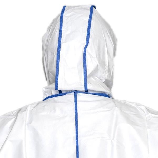 Sf Microporous Film Sms White Protective Coverall Bound Seams Taped Disposable