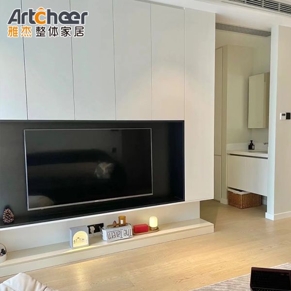 Modern Stylish TV Cabinet with Fireplace Insert and Customized Size Wall Mounted Stand