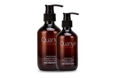 Round Amber Cosmetic Bottles 200ml 250ml Matte Amber Empty Shampoo Bottle