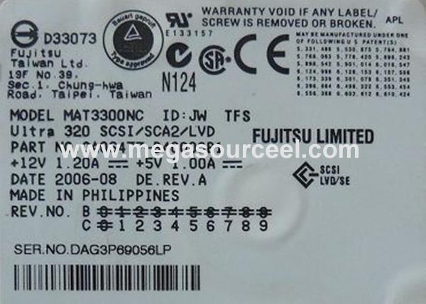 Fujitsu Enterprise 300 GB Hot-swap HDD - 3.5 - MAT3300NC - Ultra320 SCSI - 10,000 rpm