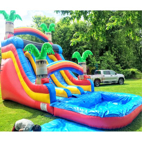 ODM Palm Tree Bounce House With Slide Digital Printing Logo