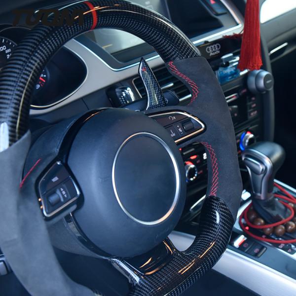 Custom Suede Leather Audi Carbon Fiber Steering Wheel Automotive Accessories
