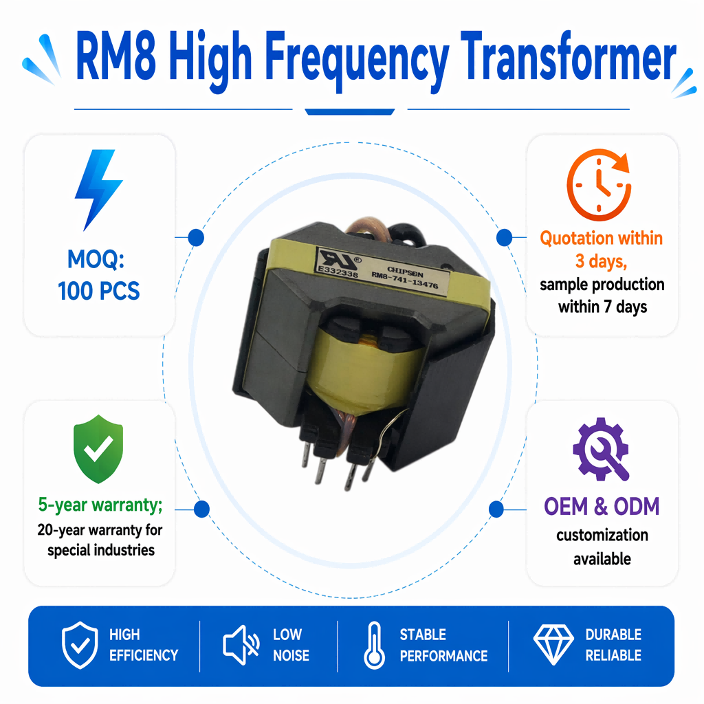 High-Voltage Step-Up Trigger RM8 Pulse Transformer Coil for Electronic Equipment