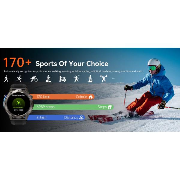 Smart Watch Men 500 MAh 1.43 Inch AMOLED 5ATM Waterproof Heart Rate Outdoor Sports Smartwatch