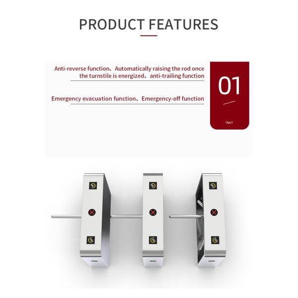 IP54 Protection Level Tripod Turnstile Gate with RS232 Communication Interface