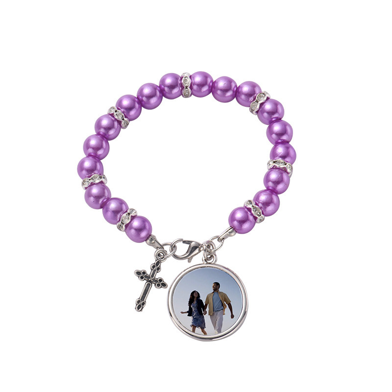 Colored Sublimation Blank Catholic Rosary Beads Bracelet Blank For DIY Jewelry Making