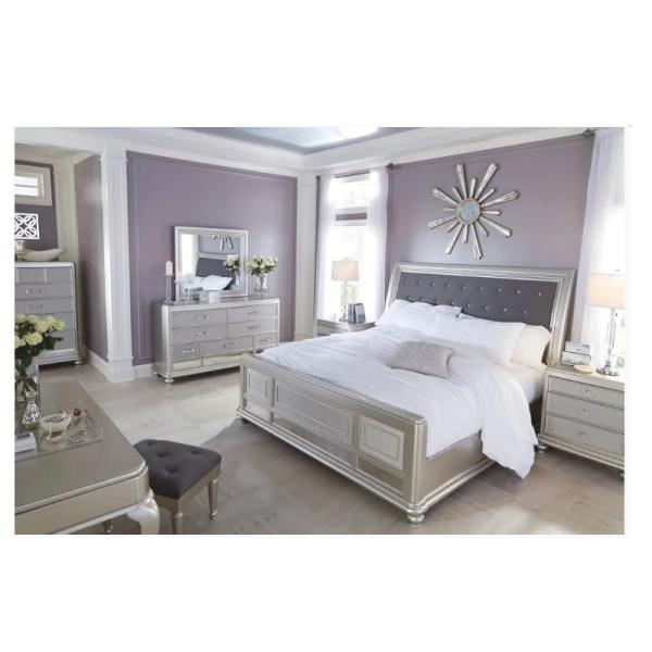 ODM Mirrored Bedroom Set King Full Size Platform Bed Home Furniture