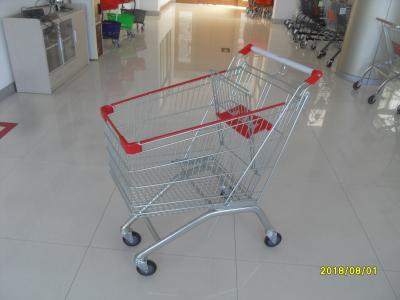 Red Plastic Parts Supermarket Shopping Carts With Q195 Low Carbon Steel
