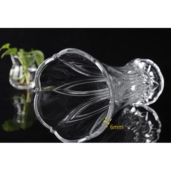 Thickened Wall Crystal Glass Vase , 10 Inch Tall Diamond Cut Glass Vase