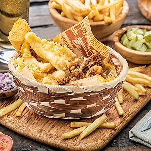 Round Gift Baskets, Bamboo Small Bread & Fruit Baskets, 7