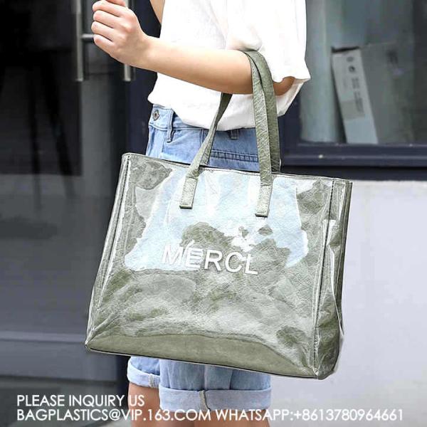 Tyvek Beach Tote Bag Customized Logo Shopping Bag Jelly Clear Plastic PVC Wholesale New Fashion Luxury Waterproof