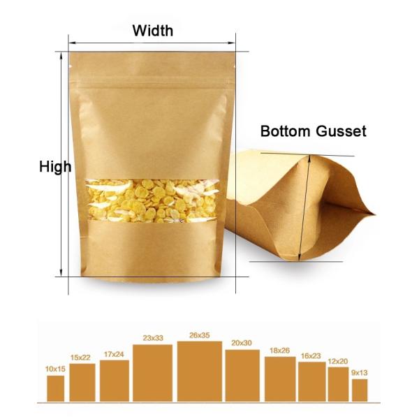 Gravure Printing VMPET 150 Mic Kraft Paper Zipper Bags