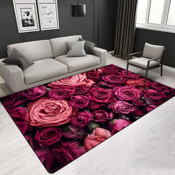 Nature Landscape 3D Printed Flower Polyester Fiber Living Room Carpet Hotel Area Rugs