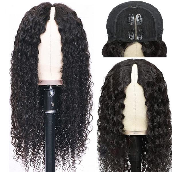 None Lace Wigs V Part Cambodian Hair Wig Body Wave Human Raw Hair No Leave Out Gluless