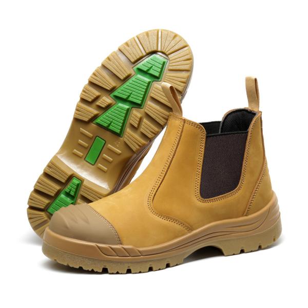 Steel Tip Chelsea Safety Shoes Brown Cow Split Leather Shoes For Men