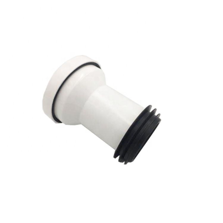 White Straight Pipe Of The PP Toilet Tray Connector With Rubber Sealing Gasket
