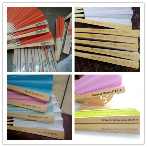 Custom Printed Silk Hand Fans Folding Bamboo Hand Fan for Weddings Favor