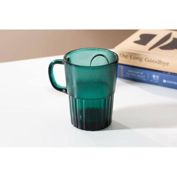 400ml Striped Glass Drinking Cups Green 14 Oz Glass Mug Lead Free Machine Pressed