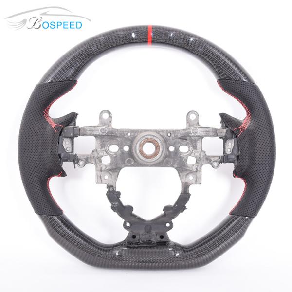 Black Honda Perforated Leather Steering Wheel Carbon Fiber High Gloss