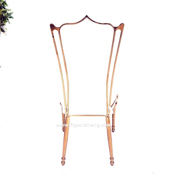 Romance Banquet Wedding Throne Dining Chair Rose Gold Durable Stainless Steel Synthetic Leather for Hotel Living Room Event