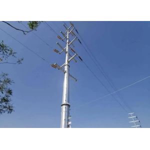 Опора линии электропередач электрической стальной передающей линии трубчатая с анкерным болтом Q235