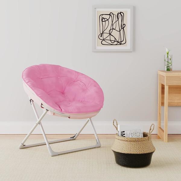 Folding Moon Chair - Large Saucer UFO Chair with Collapsible Metal Frame, Moon Round Camping Chair