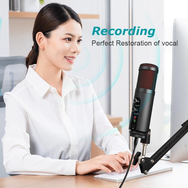 Desktop live broadcast XLR Condenser Mic USB Microphone With Pop Filter