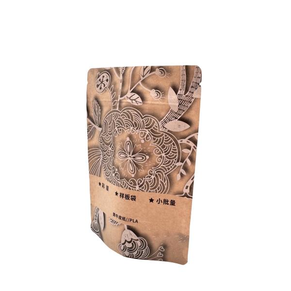 Zipper Top Kraft Custom Compostable Packaging Heat Seal Bags Stand Up Biodegradable Pouches For Packing Dry Food Snacks
